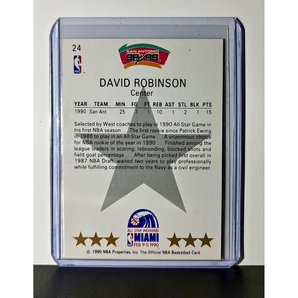 David Robinson Rookie 1990 NBA Hoops #24 Card San Antonio Spurs - Picture 2 of 2